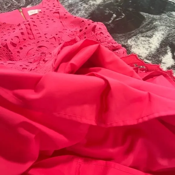 ELIZA J NWOT pink lace over sleeveless shift dress