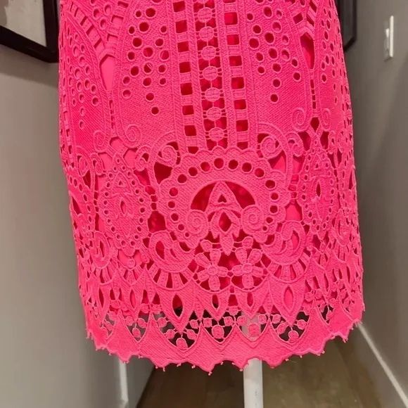 ELIZA J NWOT pink lace over sleeveless shift dress
