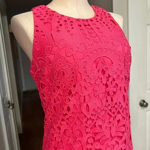 ELIZA J NWOT pink lace over sleeveless shift dress