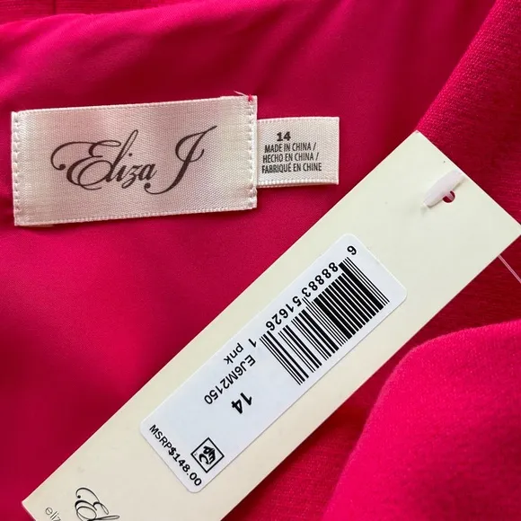 ELIZA J pink sleeveless b neck fitted shift dress SZ 14 NWT