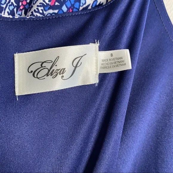 Eliza J Printed Bateau Neck Shift Dress Size 8
