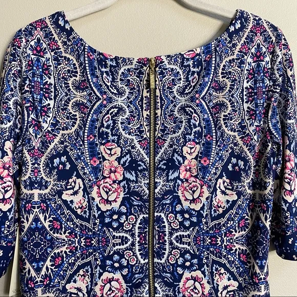 Eliza J Printed Bateau Neck Shift Dress Size 8