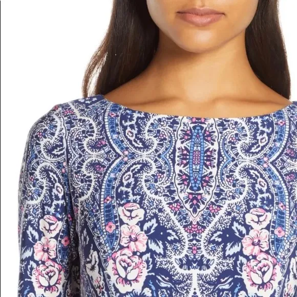 Eliza J Printed Bateau Neck Shift Dress Size 8