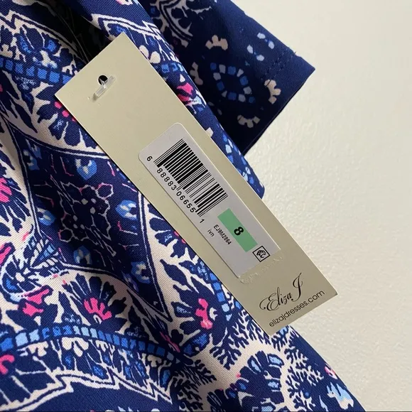 Eliza J Printed Bateau Neck Shift Dress Size 8