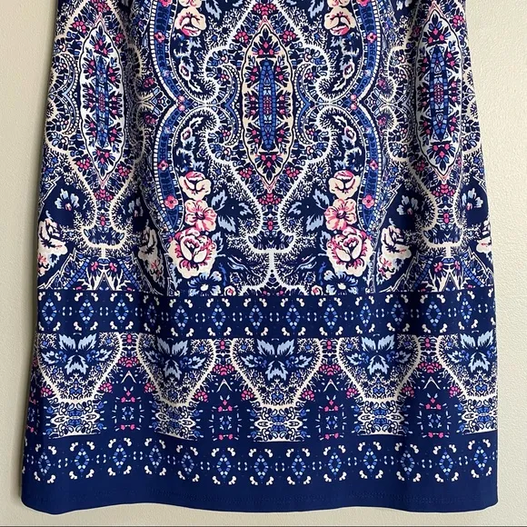 Eliza J Printed Bateau Neck Shift Dress Size 8
