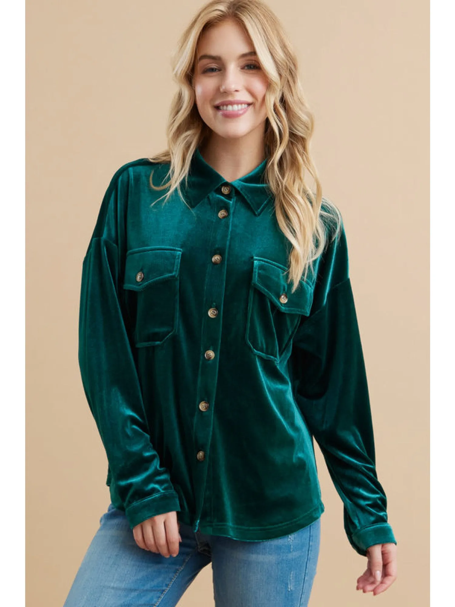 Emerald Collared Velvet Top