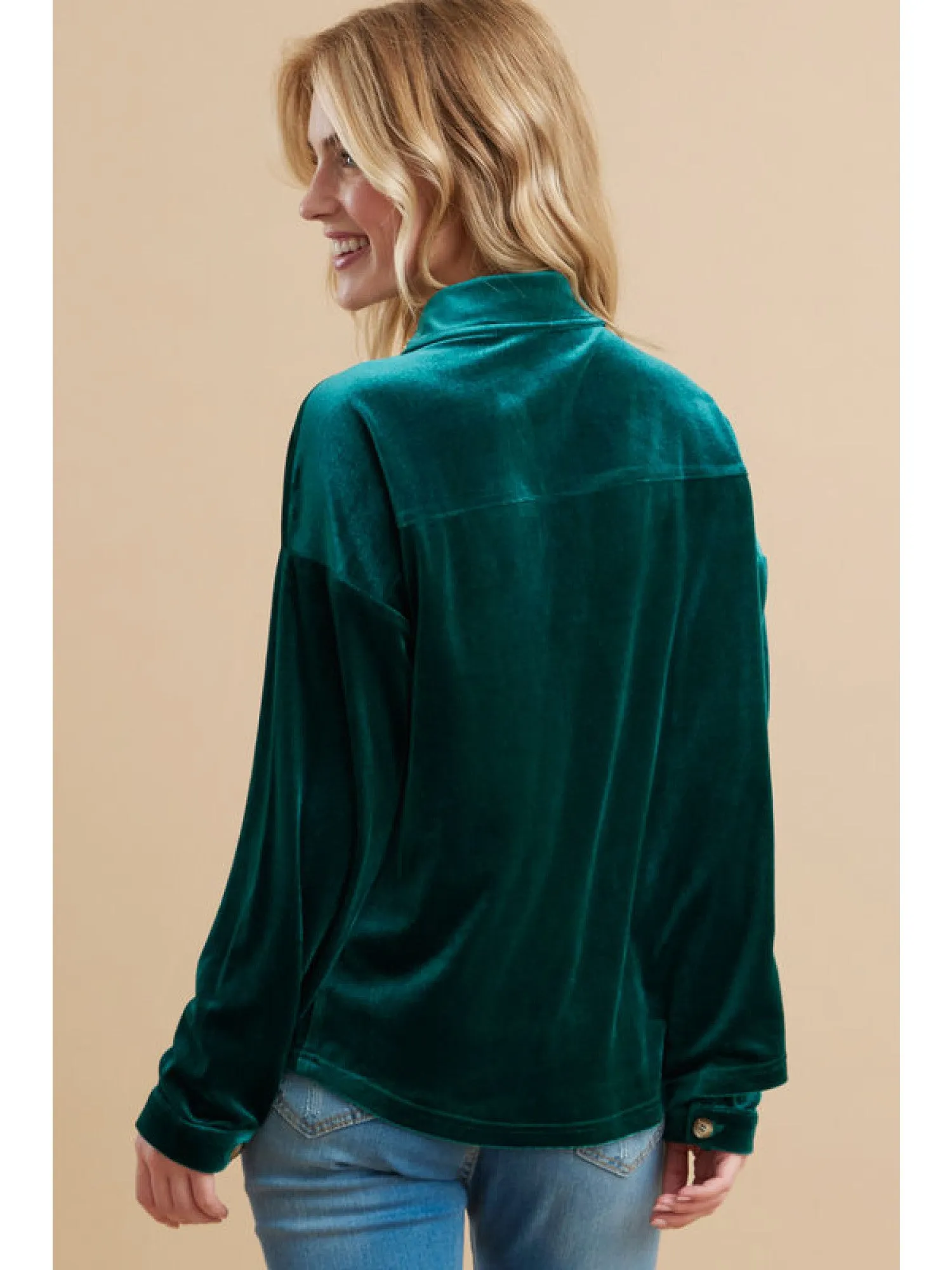 Emerald Collared Velvet Top