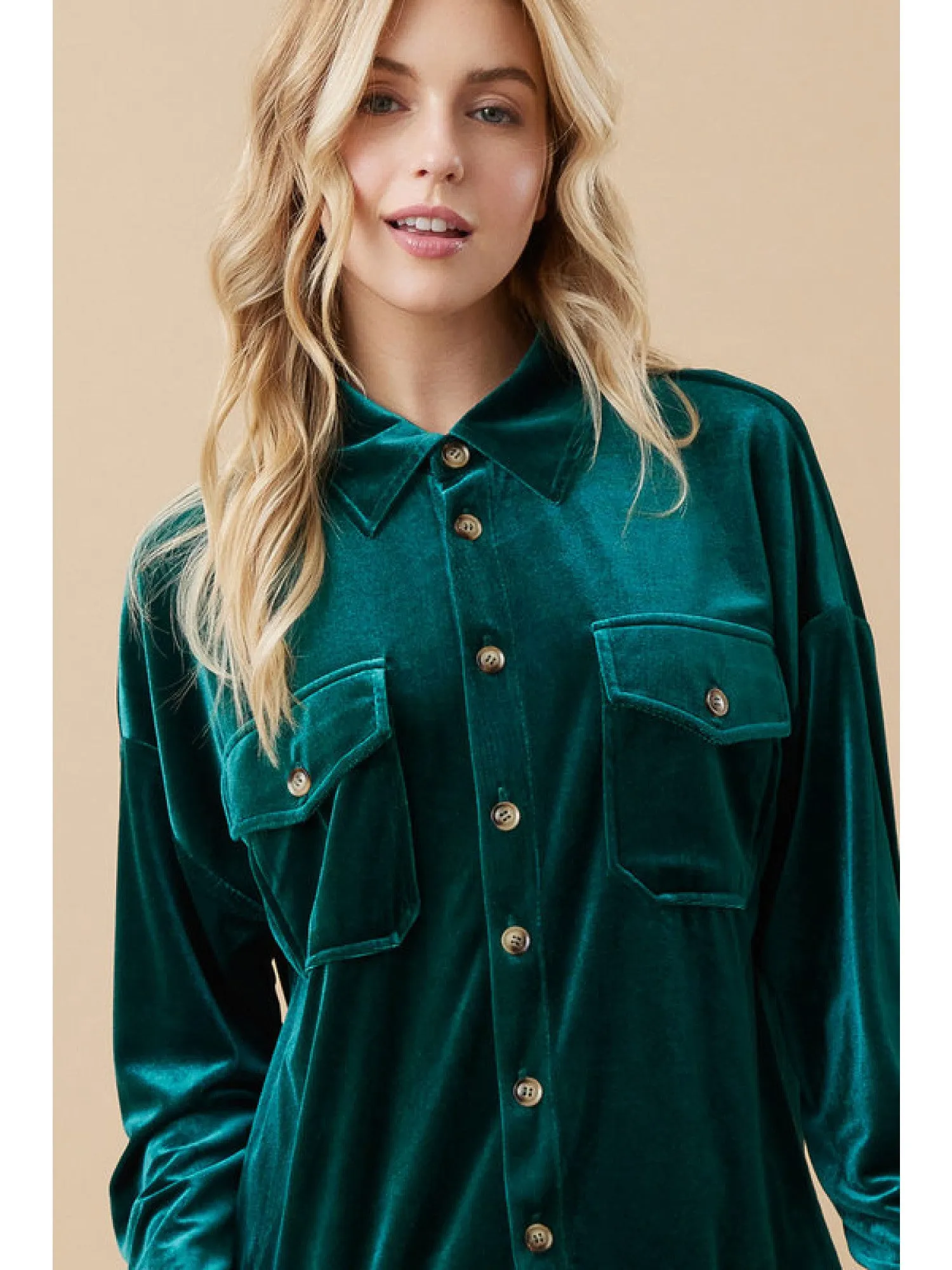 Emerald Collared Velvet Top