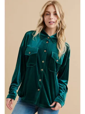 Emerald Collared Velvet Top