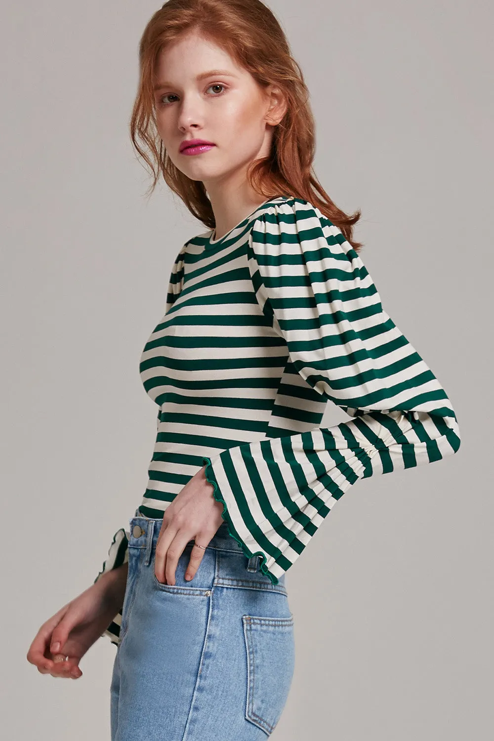 Emmy Striped Puff Sleeve Top