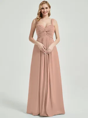 English Rose Sweetheart Straps A-Line Maxi Chiffon Bridesmaid Dress