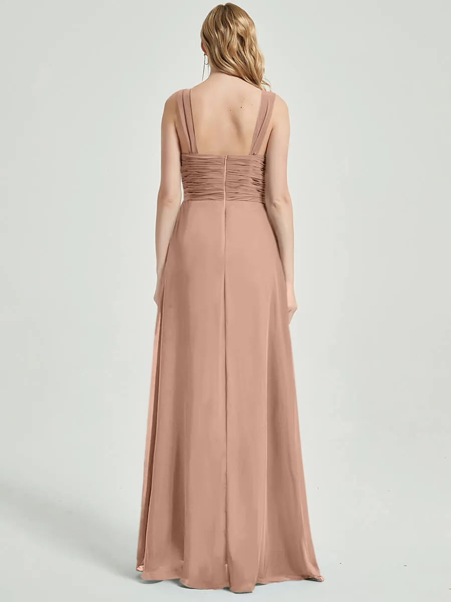 English Rose Sweetheart Straps A-Line Maxi Chiffon Bridesmaid Dress