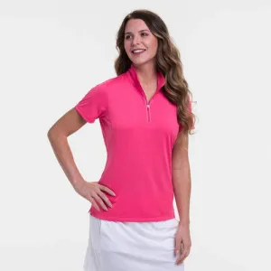 EP NY Short Sleeve Convertible Zip Mock Polo Fruit Punch