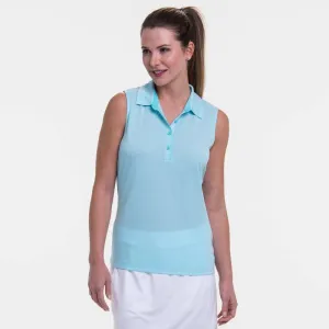EP NY Sleeveless Geomertic Jacquard  Polo - Fiji Blue