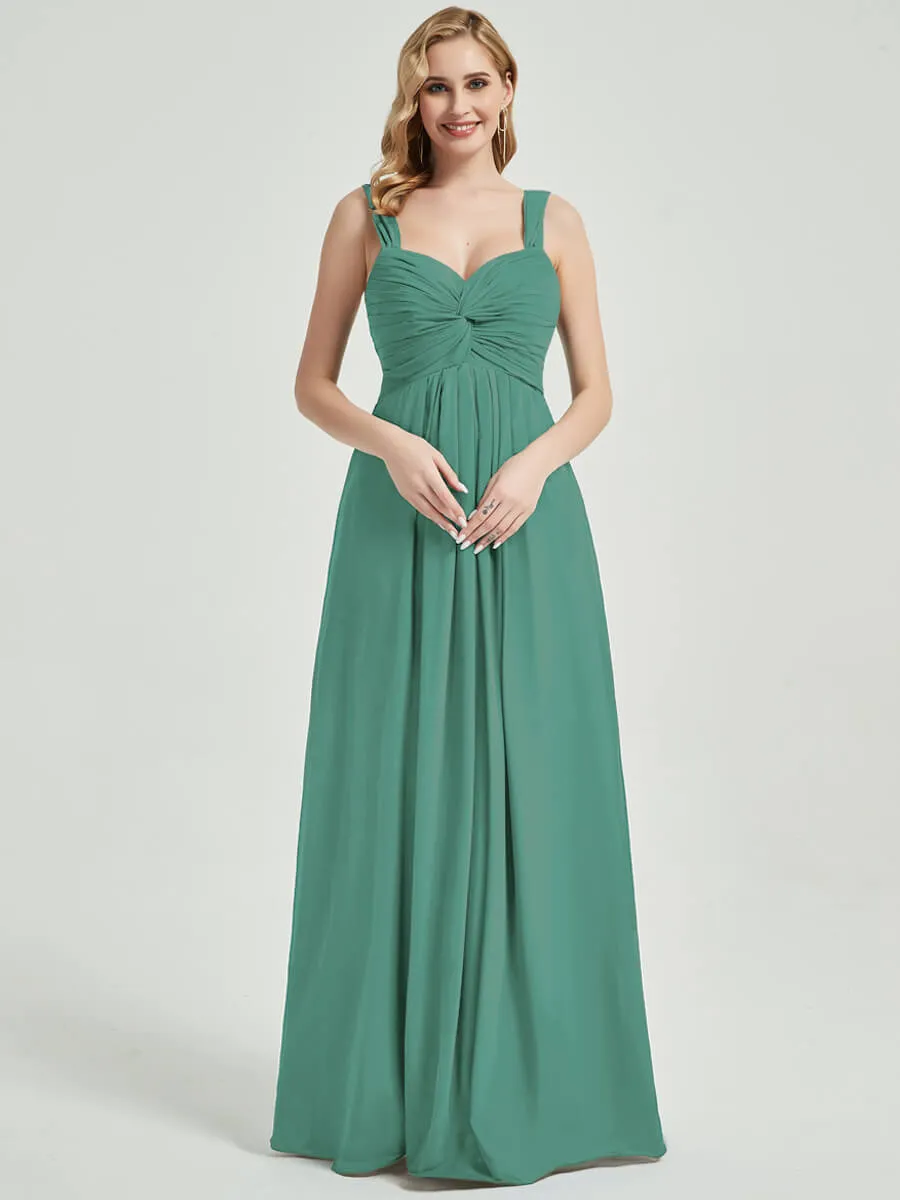 Eucalyptus Sweetheart Straps A-Line Maxi Chiffon Bridesmaid Dress