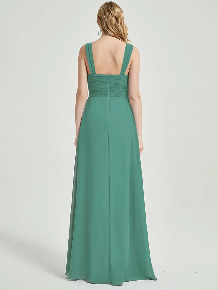 Eucalyptus Sweetheart Straps A-Line Maxi Chiffon Bridesmaid Dress