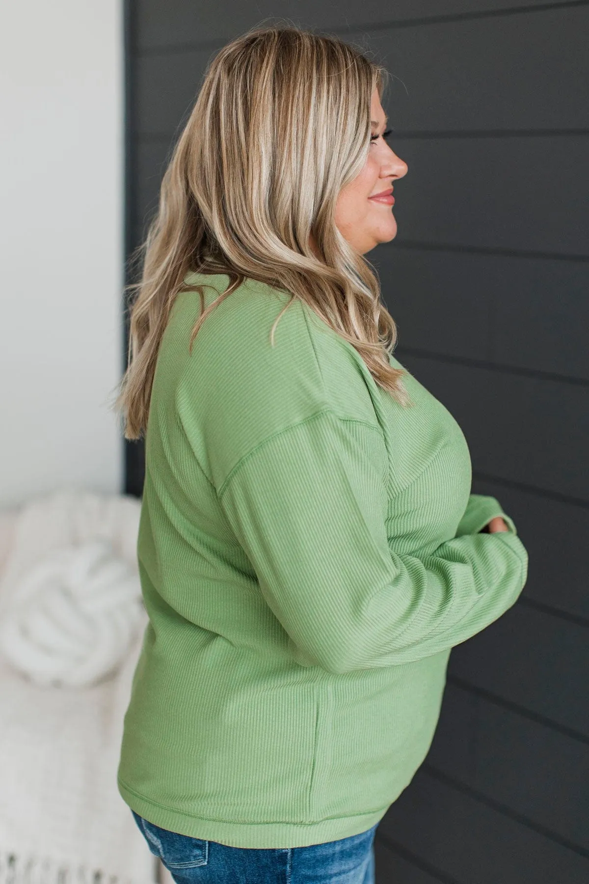 Express It All Knit Pullover Top- Spring Green