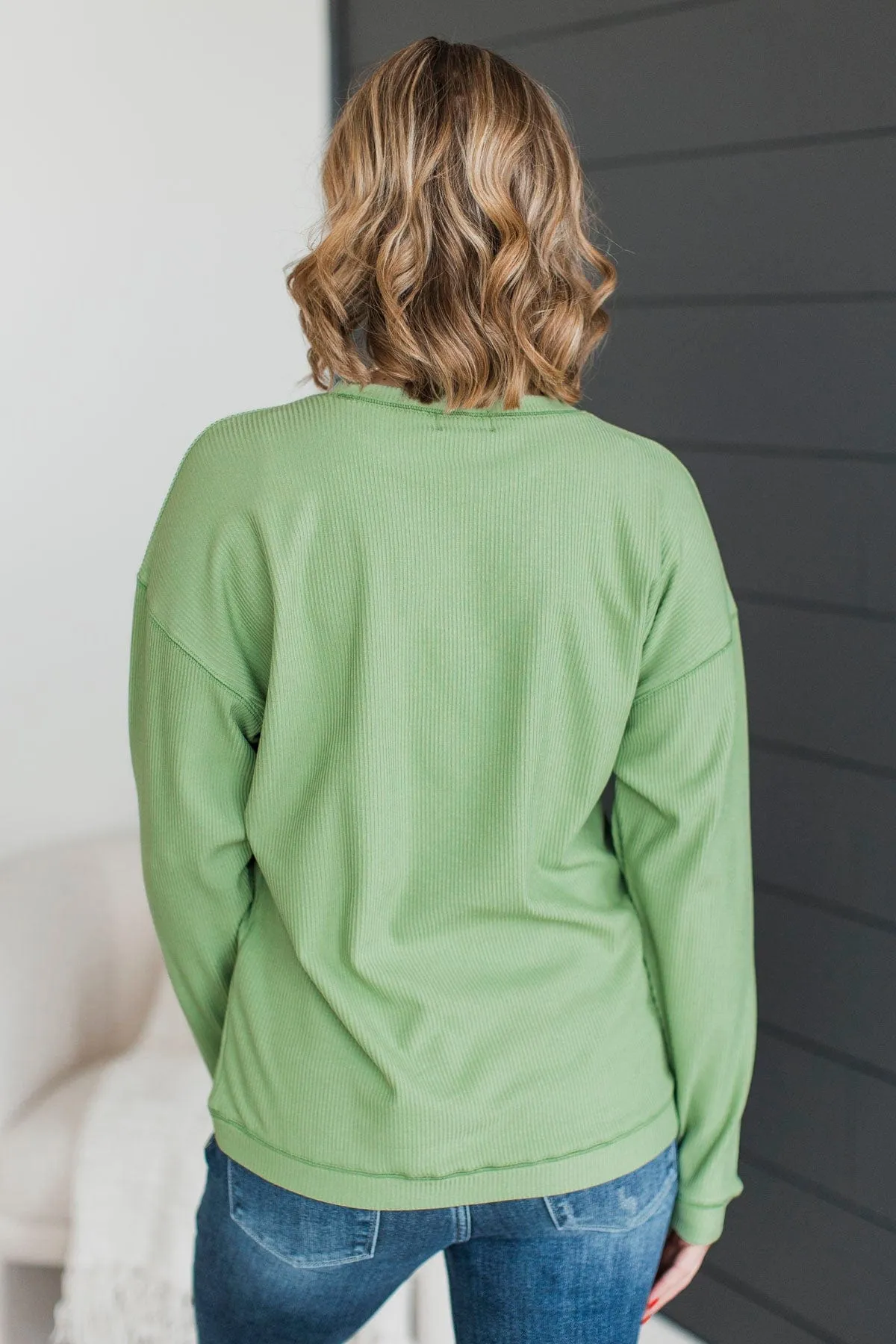 Express It All Knit Pullover Top- Spring Green