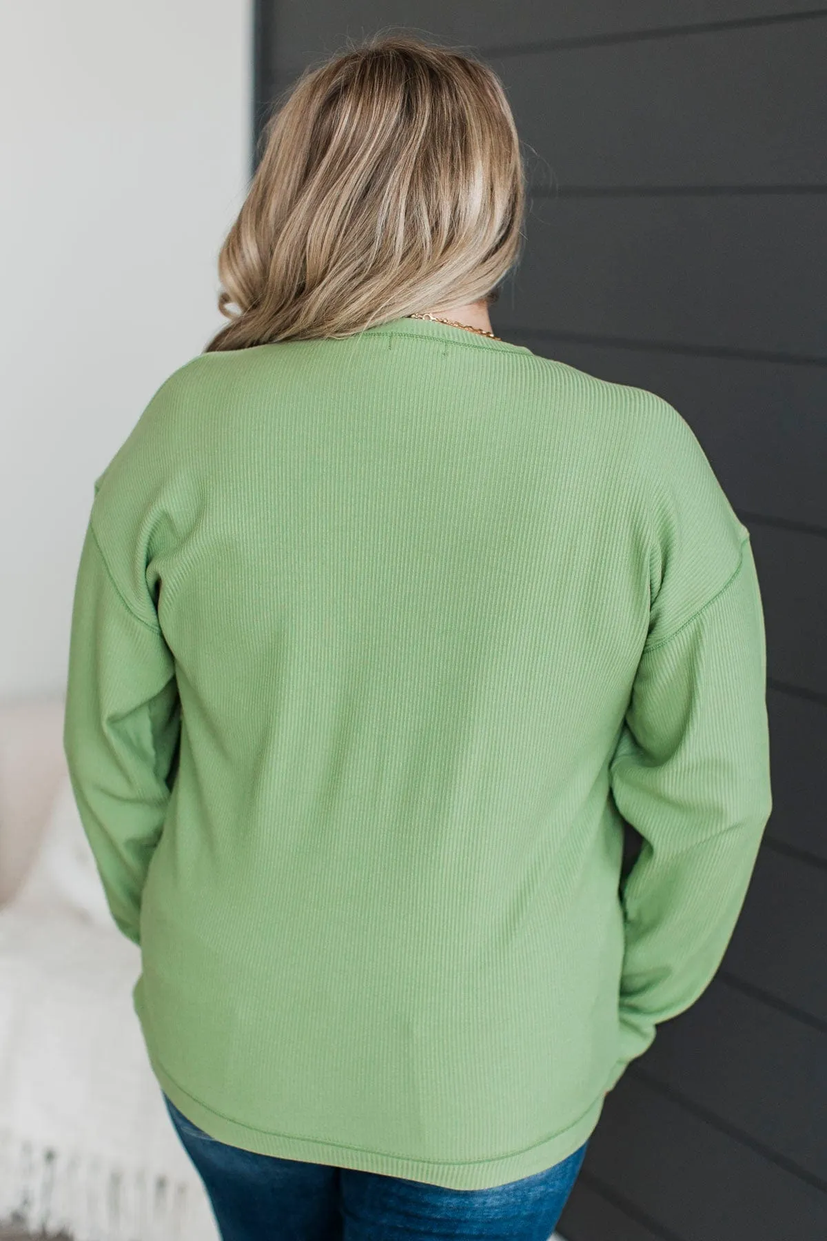 Express It All Knit Pullover Top- Spring Green