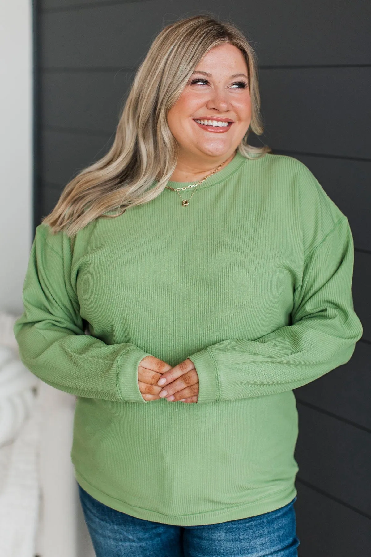 Express It All Knit Pullover Top- Spring Green