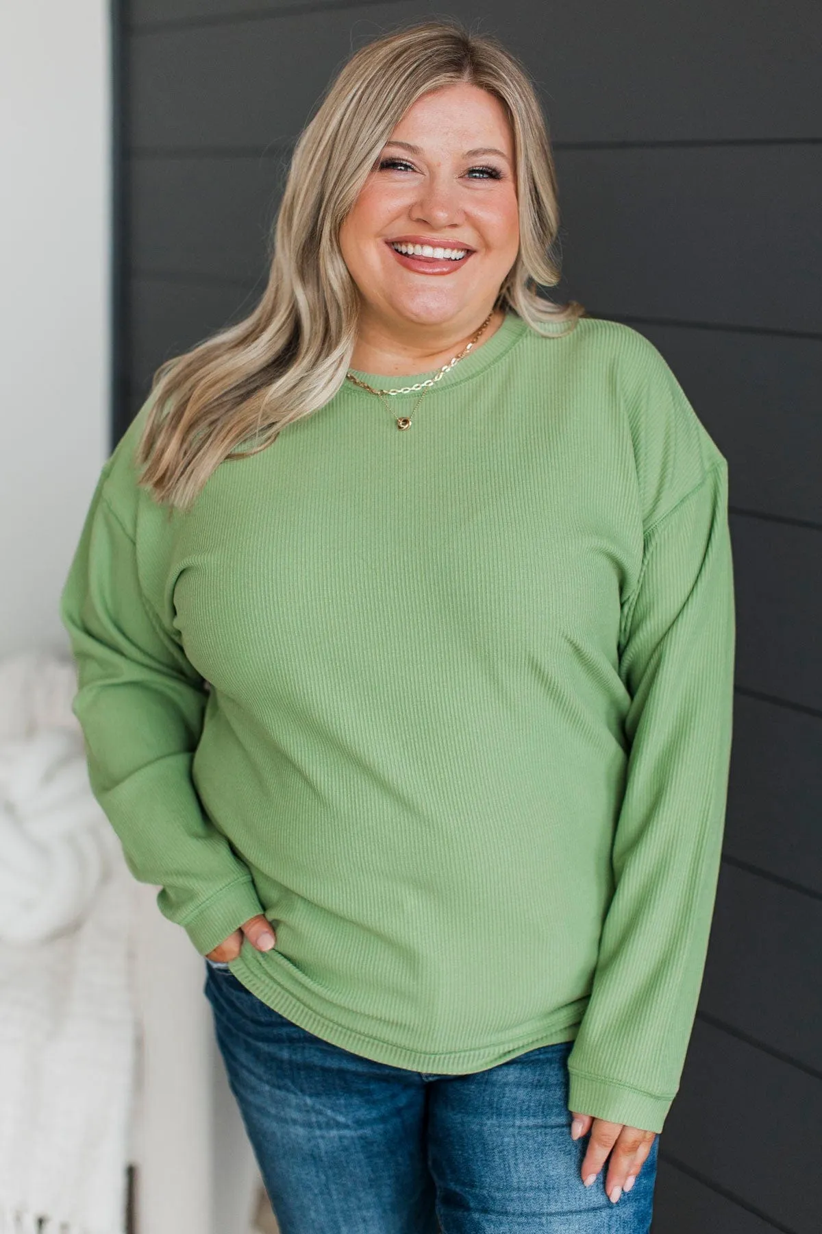 Express It All Knit Pullover Top- Spring Green