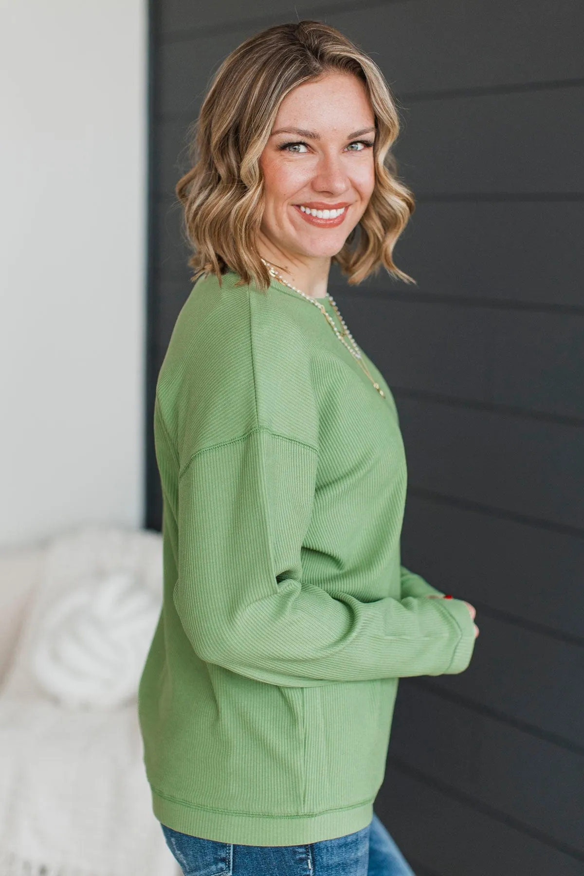 Express It All Knit Pullover Top- Spring Green