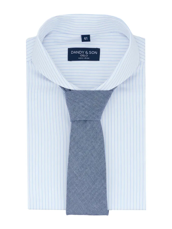 Extreme Cutaway Non-Iron Light Blue Thin Stripes Shirt