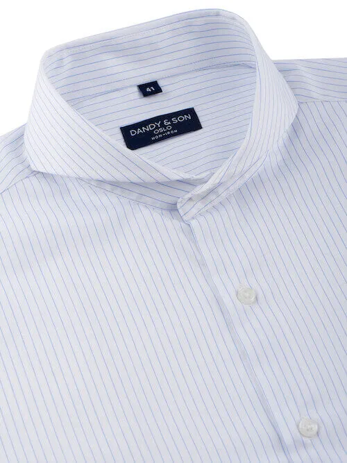 Extreme Cutaway Non-Iron Light Blue Thin Stripes Shirt