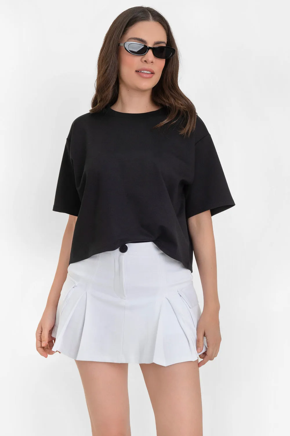 Falda short cargo con tableado