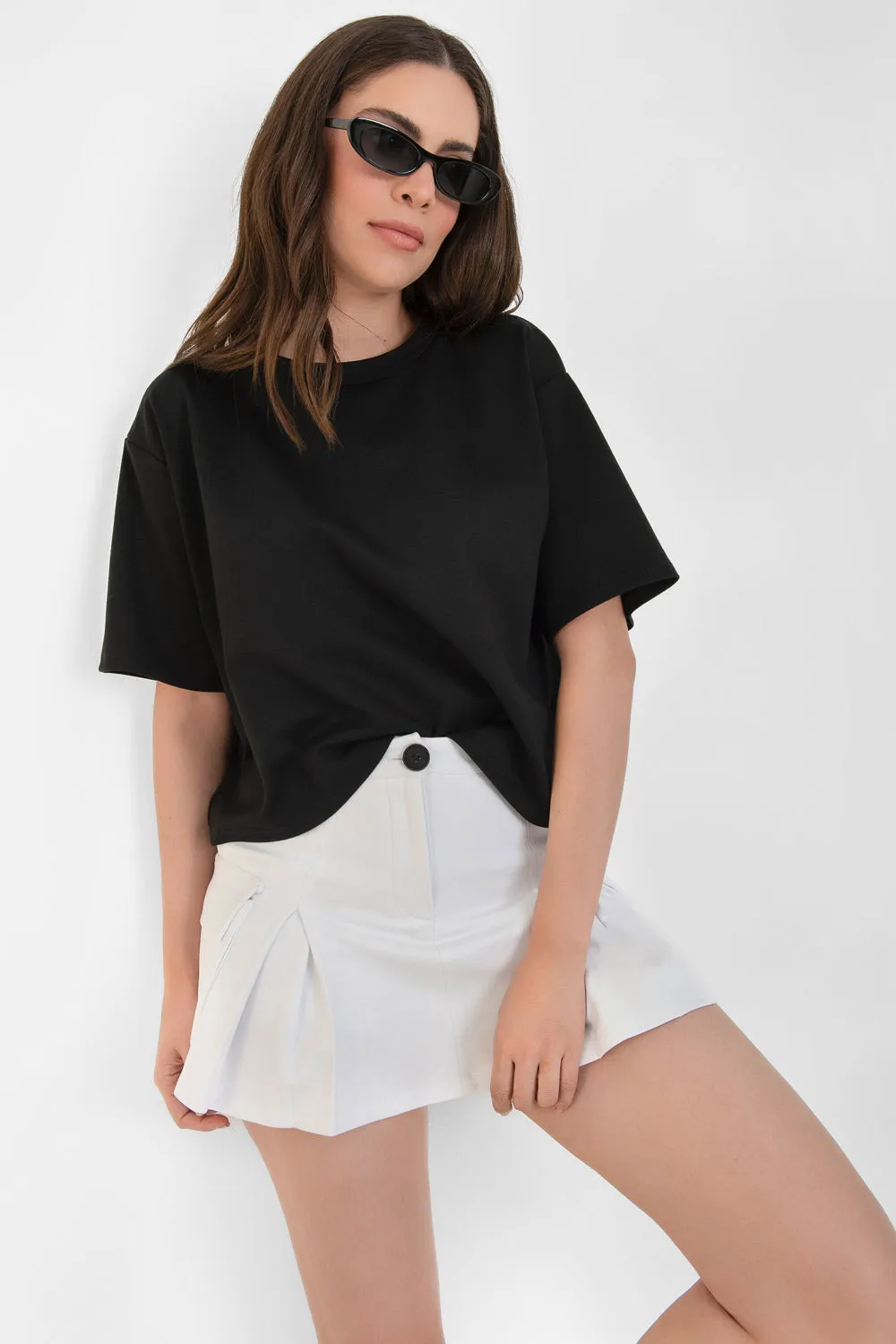 Falda short cargo con tableado