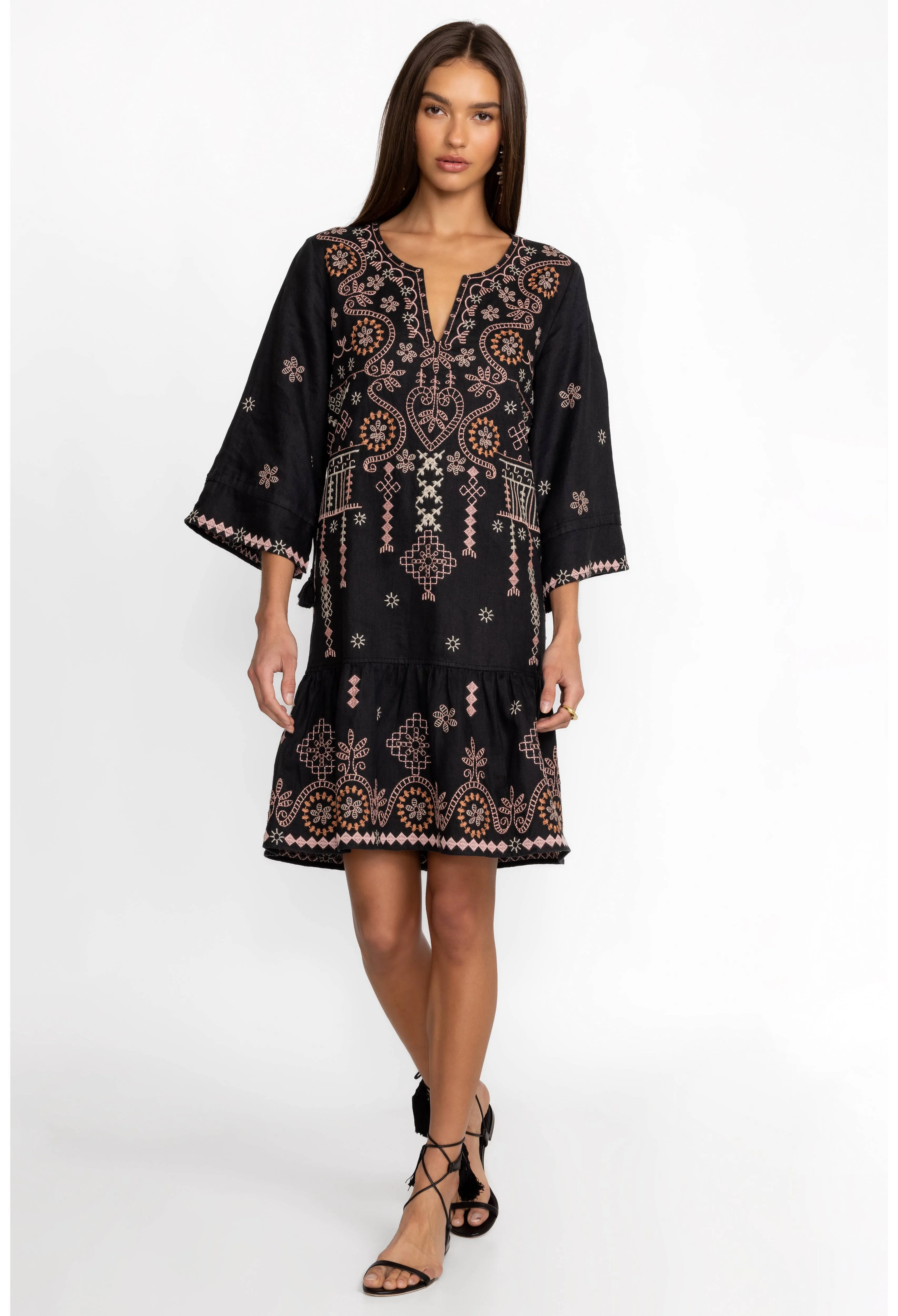 Faye Kimono Sleeve Flounce Dress