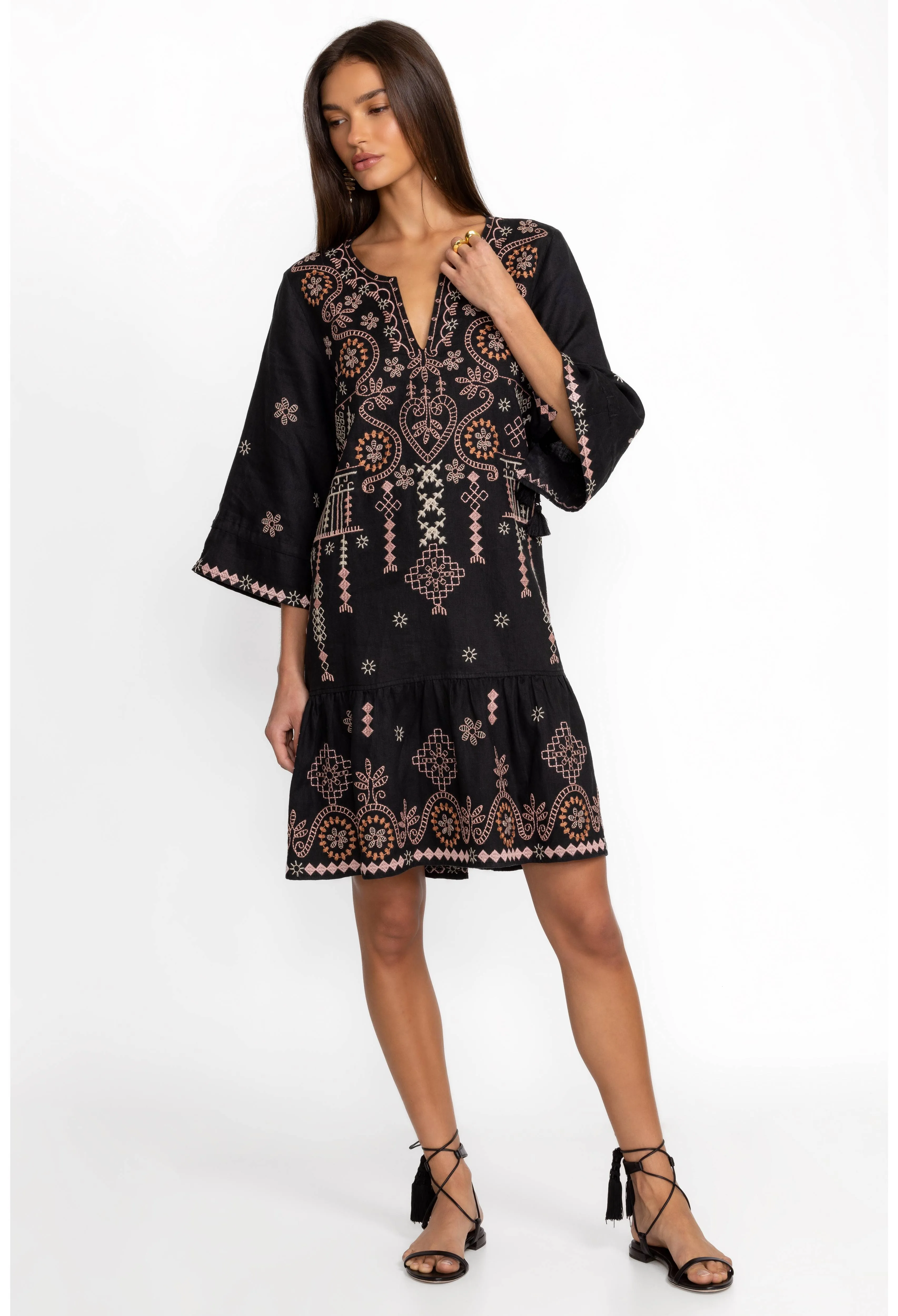 Faye Kimono Sleeve Flounce Dress