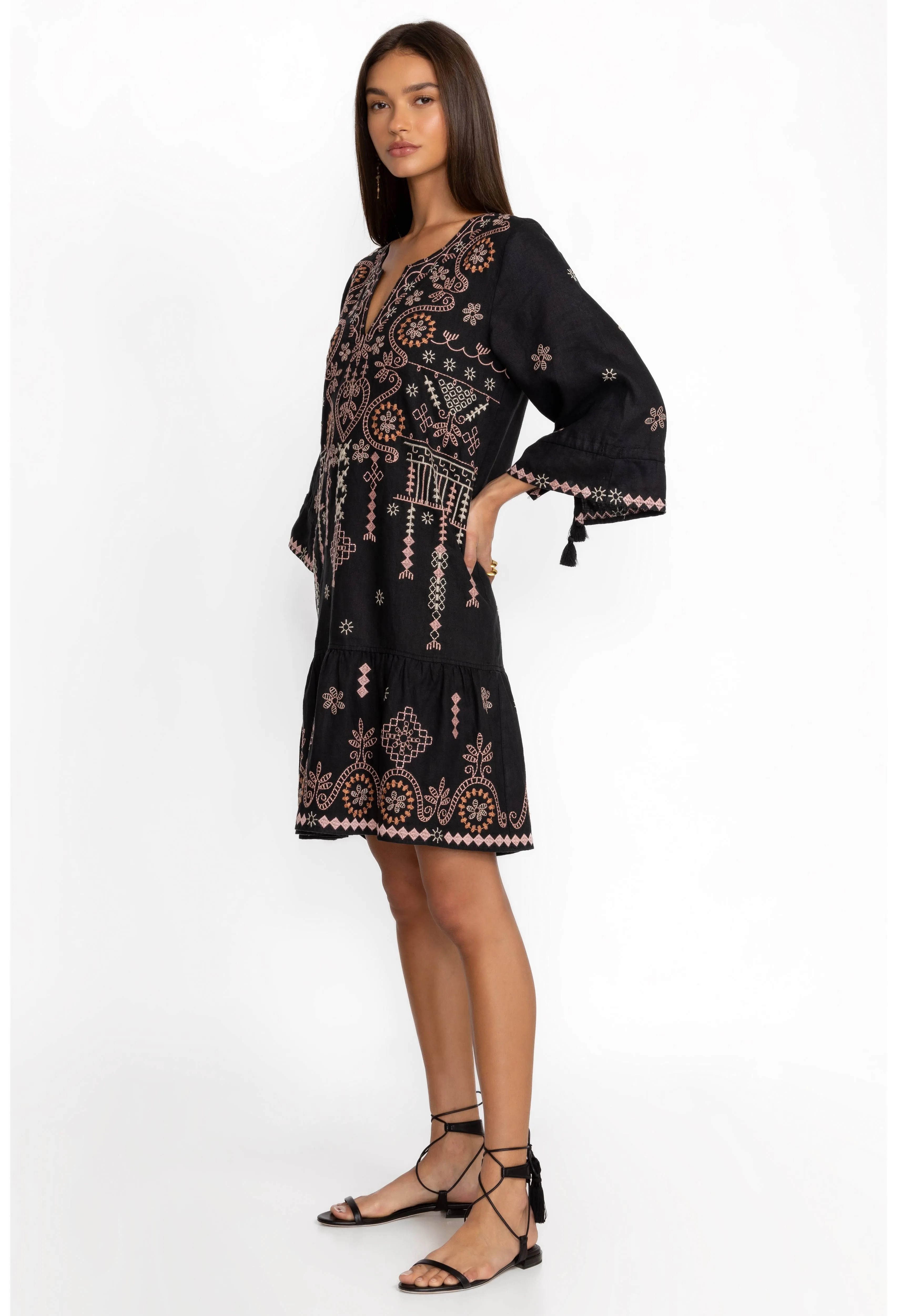 Faye Kimono Sleeve Flounce Dress