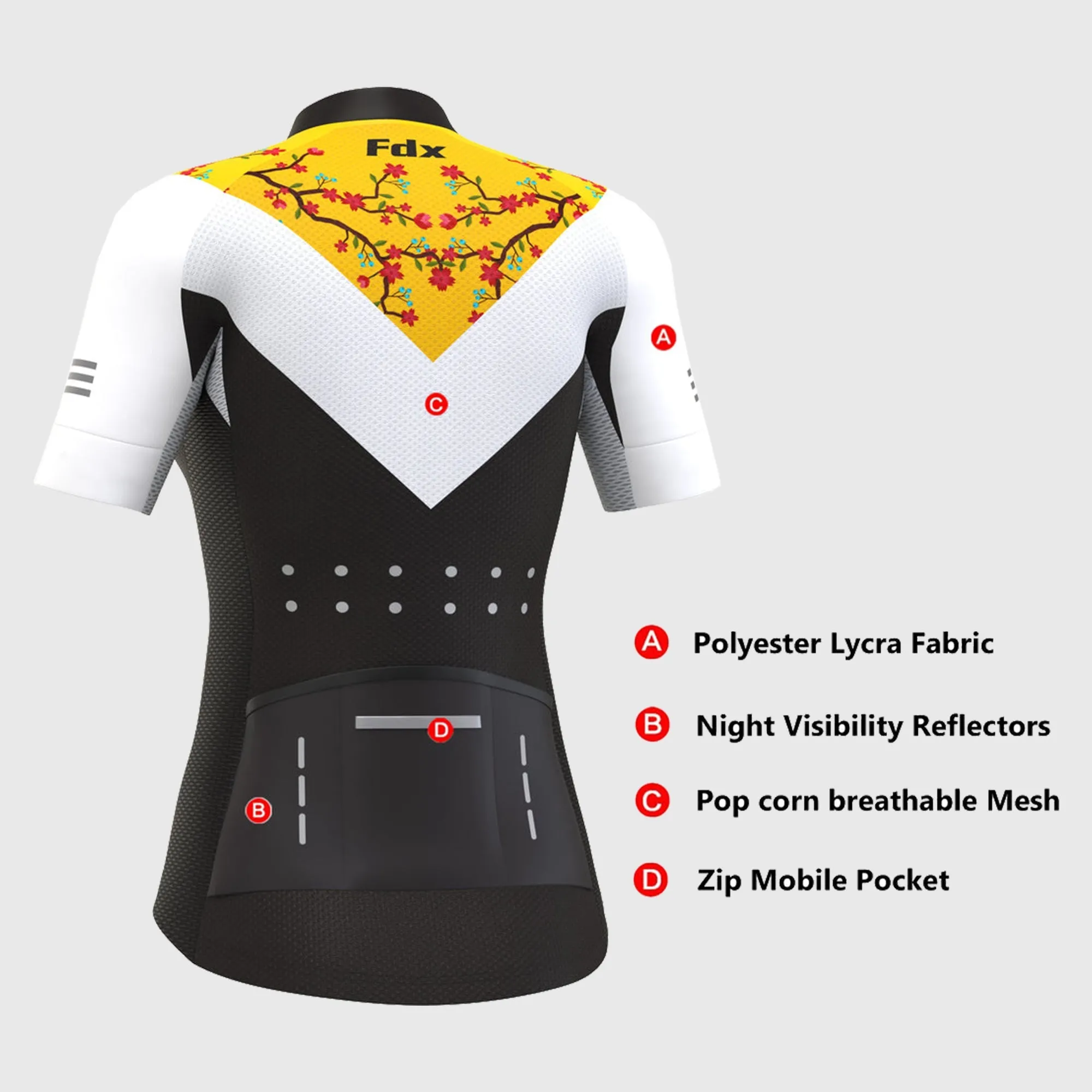 Fdx Velos Yellow Women's & Girl's Short Sleeve Summer Cycling Jersey