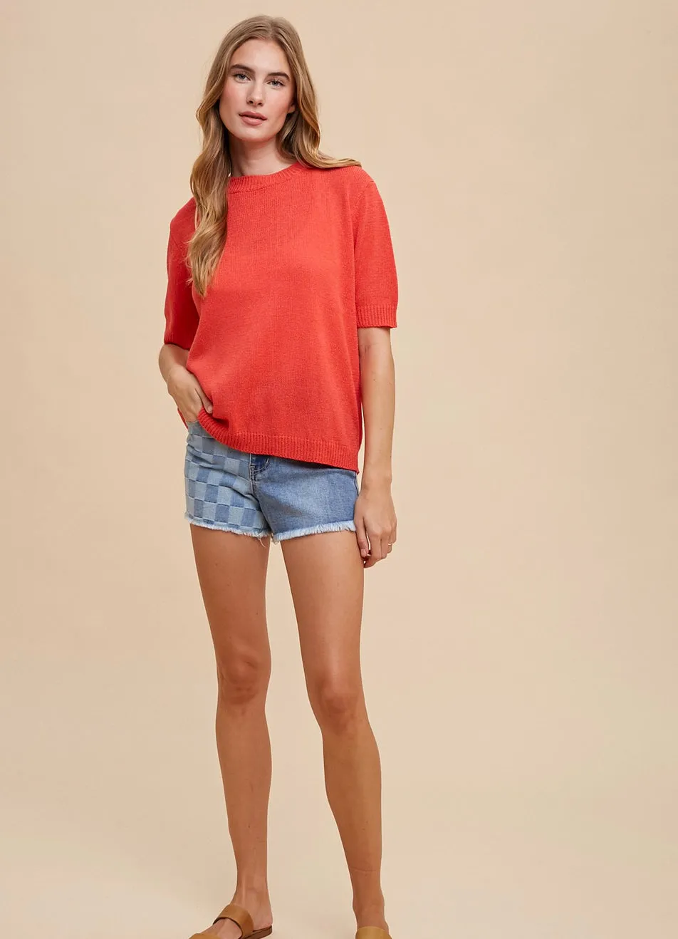 Fiery Red Knit Top