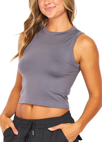 FLAT SEAMLESS CREW-NECK CROP TOP(NINA01) <Bundle>