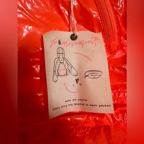 FP Movement Dew Drop Packable Rain Jacket Neon Orange Lightweight Pockets XS