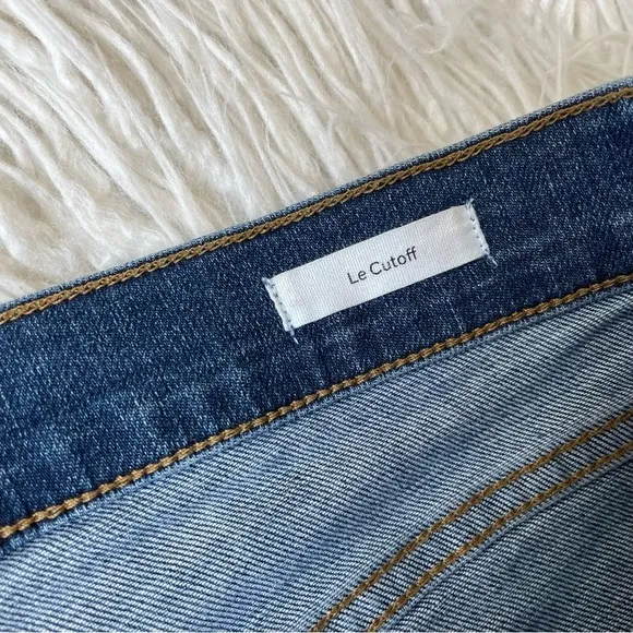 FRAME Denim Le Cut Off Azure Blue Raw Hem Mid Rise Jean Shorts LC779 EUC Size 25