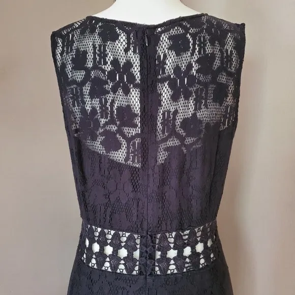 Free People Black Lace Waist Cutout Shift Dress Size M