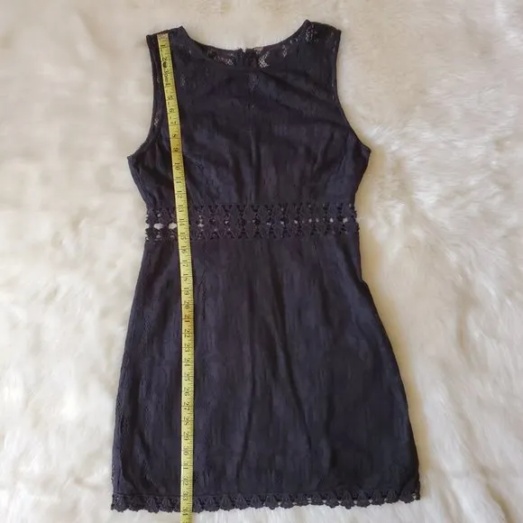 Free People Black Lace Waist Cutout Shift Dress Size M