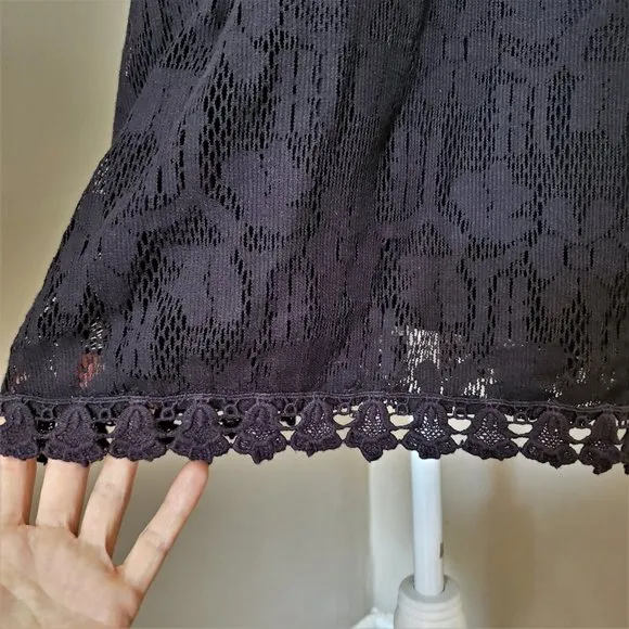 Free People Black Lace Waist Cutout Shift Dress Size M
