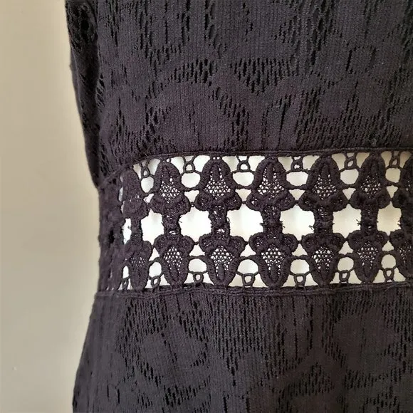 Free People Black Lace Waist Cutout Shift Dress Size M