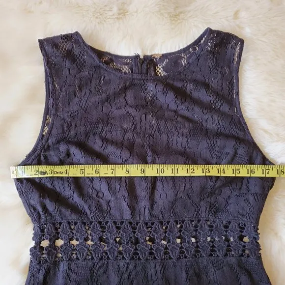 Free People Black Lace Waist Cutout Shift Dress Size M