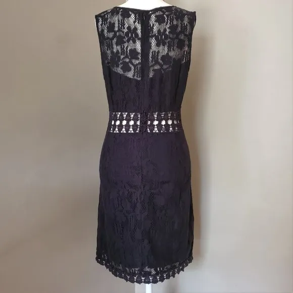 Free People Black Lace Waist Cutout Shift Dress Size M