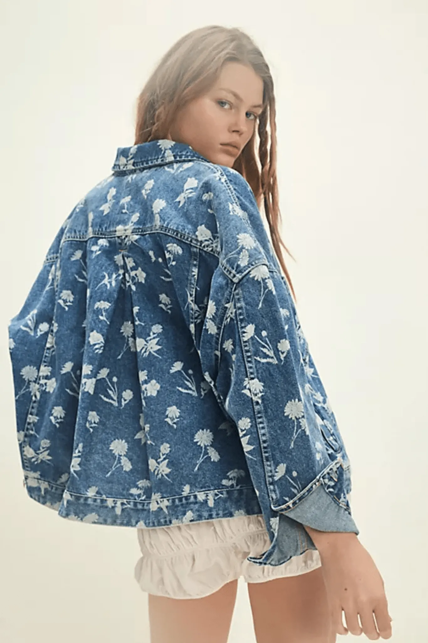 Free People: Opal Swing Denim Jacket in Fallen Daisy