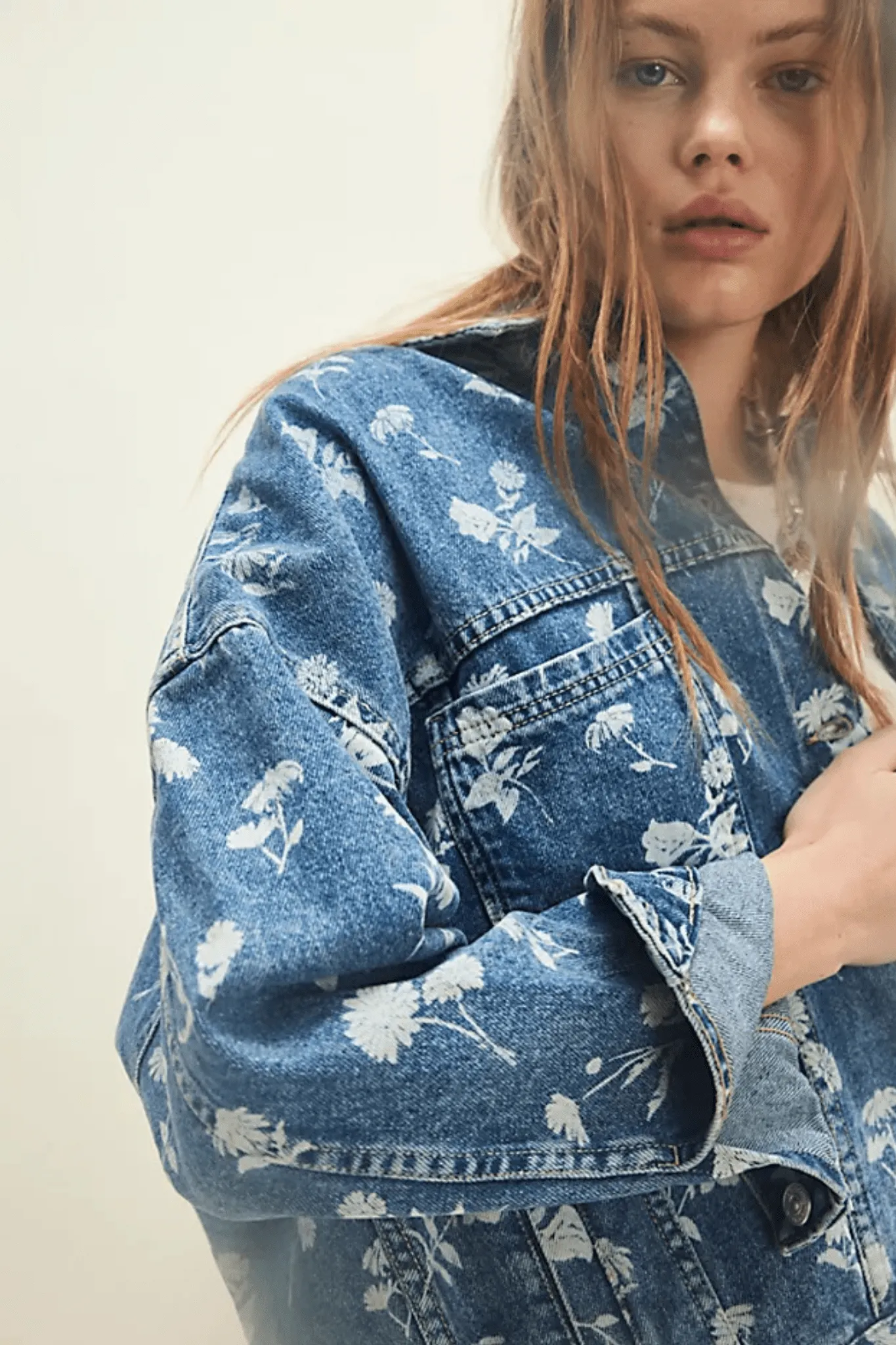Free People: Opal Swing Denim Jacket in Fallen Daisy
