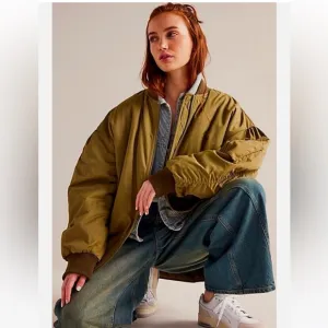 FREE PEOPLE We the Free Becca Oversized Bomber Jacket, size L, NWOT