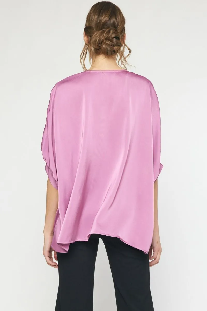 French Blue Cuff Sleeve Oversized Top