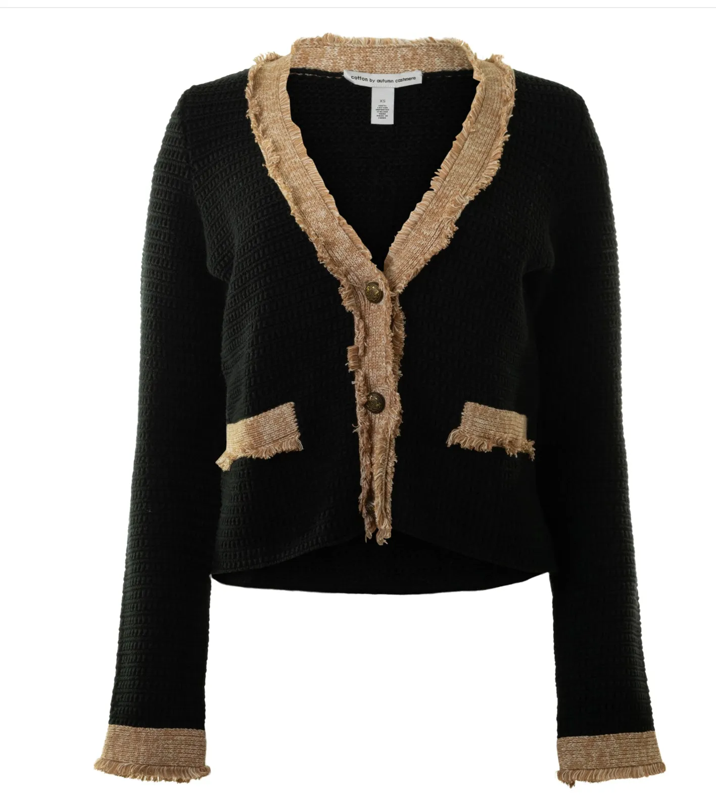 Fringed Trimmed V Neck Jacket