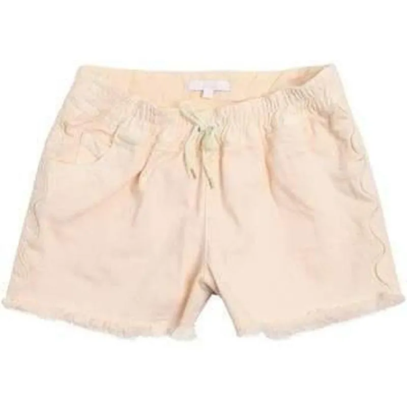 Girls Peach Denim Shorts